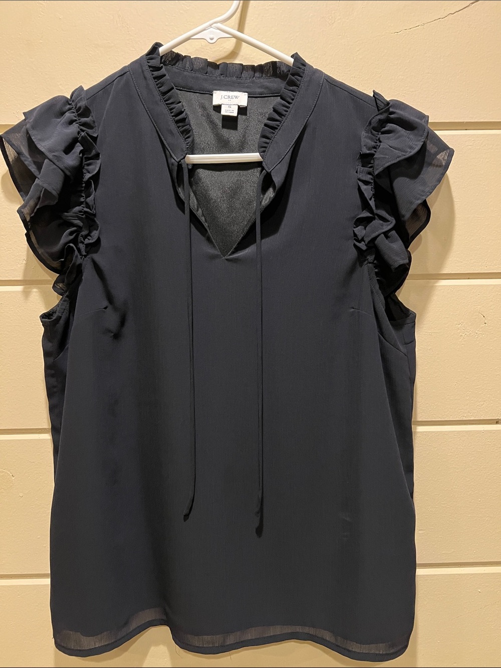 J. Crew black Ruffle Sleeve V-Neck Tie Camisole